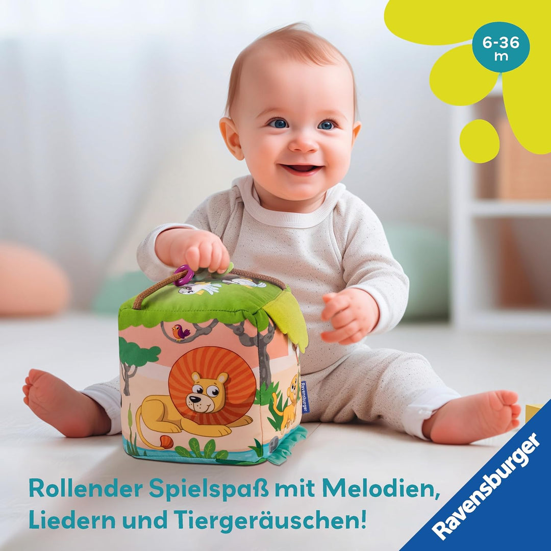Ravensburger 4859 Play+ Motorik-Musik-Spiel-Würfel: Wilde Tiere, elektronisches Spielzeug, 3 Spielmo
