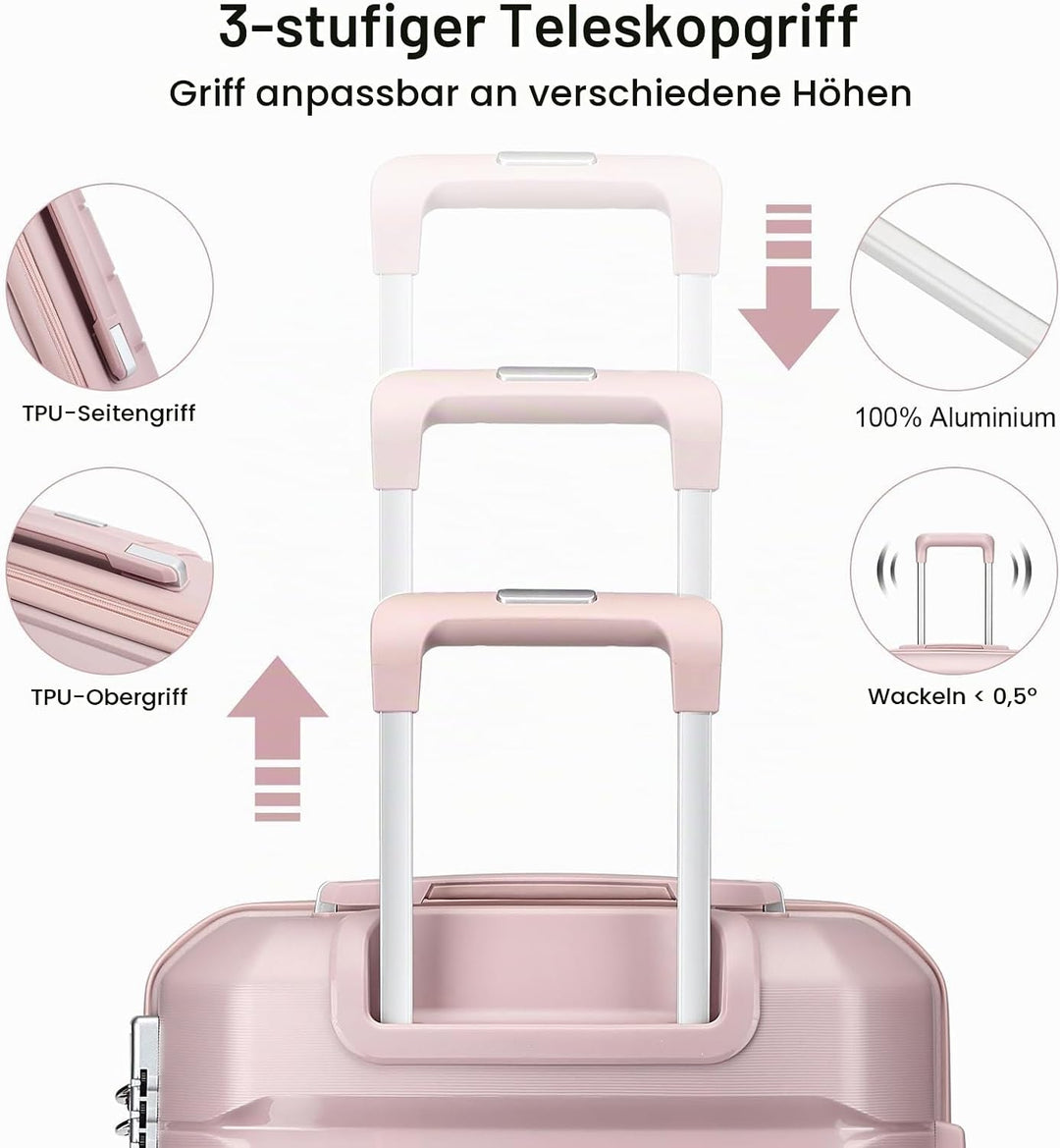 Sea choice Hartschalen Koffer Trolley Erweiterbar Kabinen Handgepäck 100% PP Leicht Reisekoffer mit