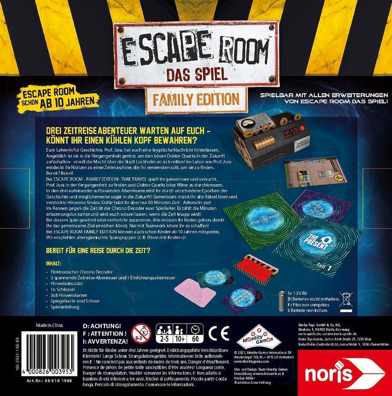 Noris 606101968 Escape Room Time Travel (Family Edition) -Familien und Gesellschaftsspiel für Erwach