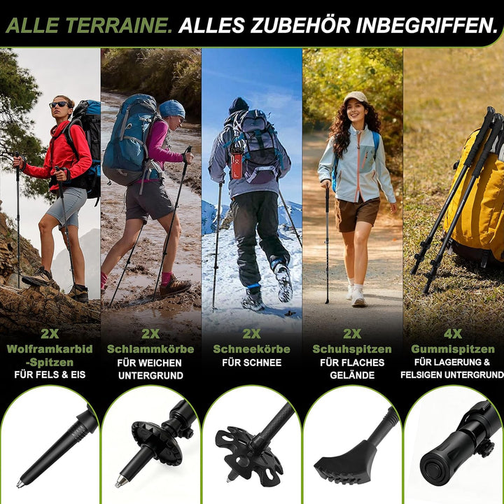 Ultraleichte Carbonfaser-Teleskop-Wanderstöcke – 172 g Nordic-Walking-Stöcke mit Voll-Eva-Griffen, A