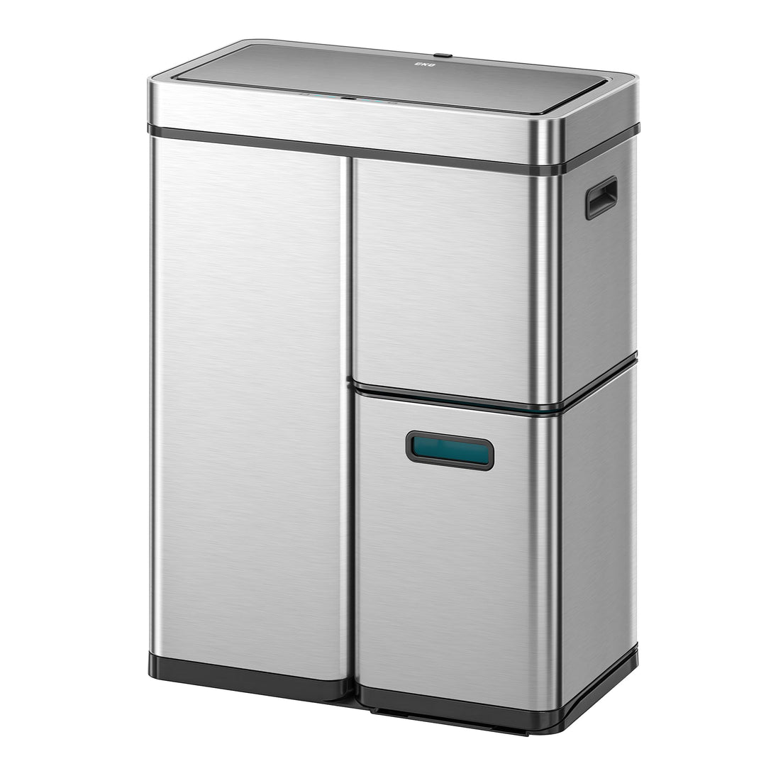 EKO Mirage Plus Mülltrennsystem mit 3 Fächer, 2 x 15 L und 30 L, Recycler Mülleimer mit Sensor, 3 Ku