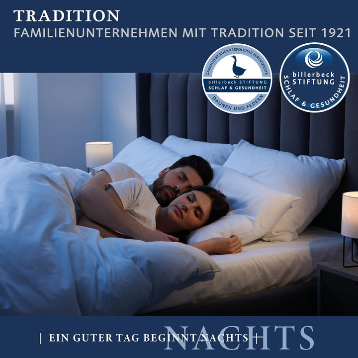 Billerbeck Daunen-Kissen | Almira | 80 x 80 cm | Feste Stützkraft | für Hausstauballergiker geeignet