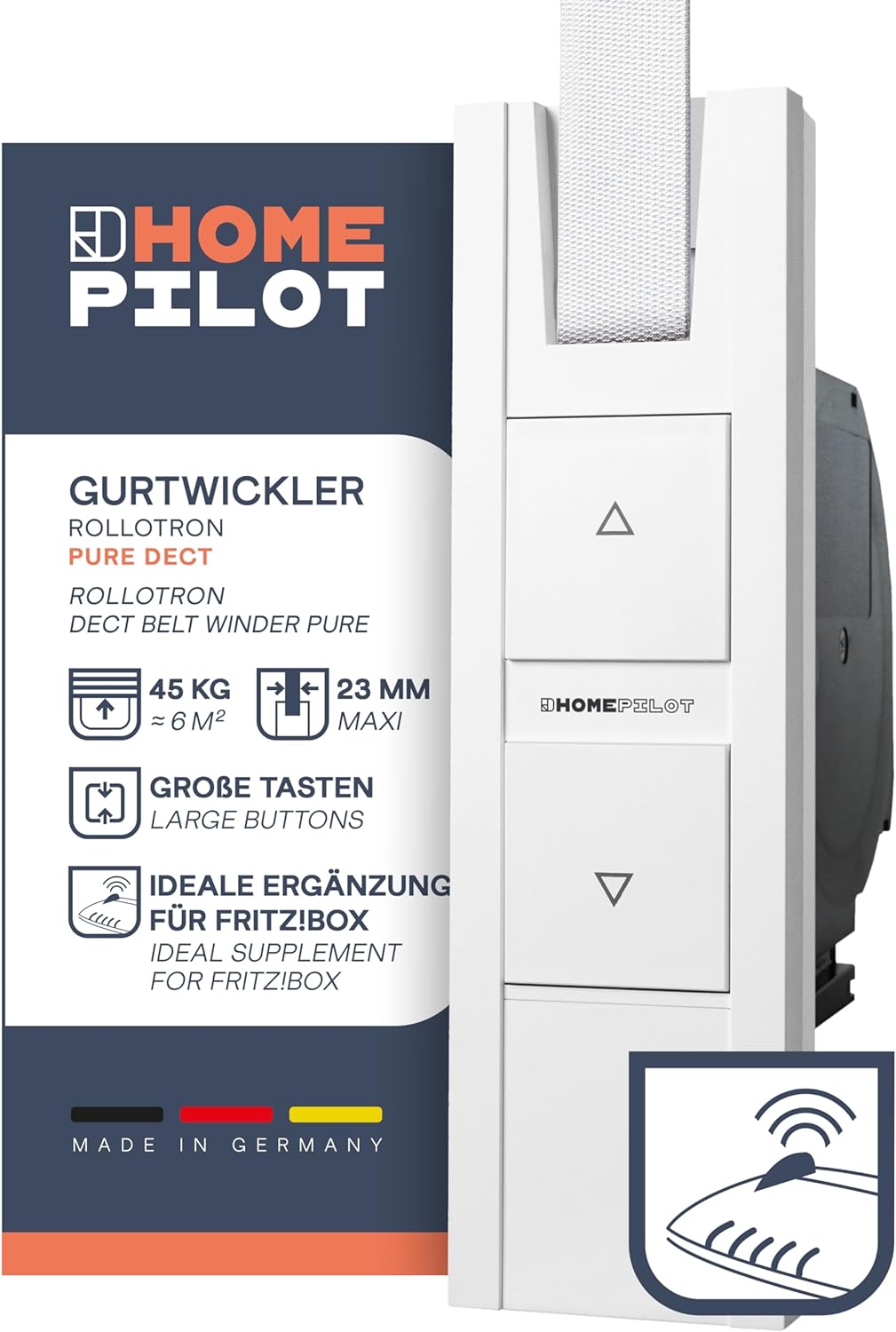 HOMEPILOT - Gurtwickler RolloTron Pure DECT | Elektrischer Gurtwickler zur bequemen Rolladensteuerun