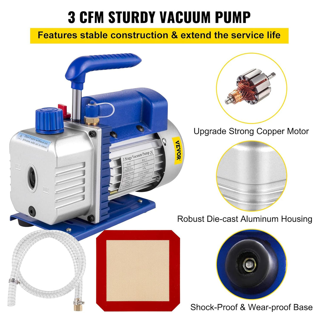 Vakuumkammer mit 3CFM Vakuumpumpe (11.4L)