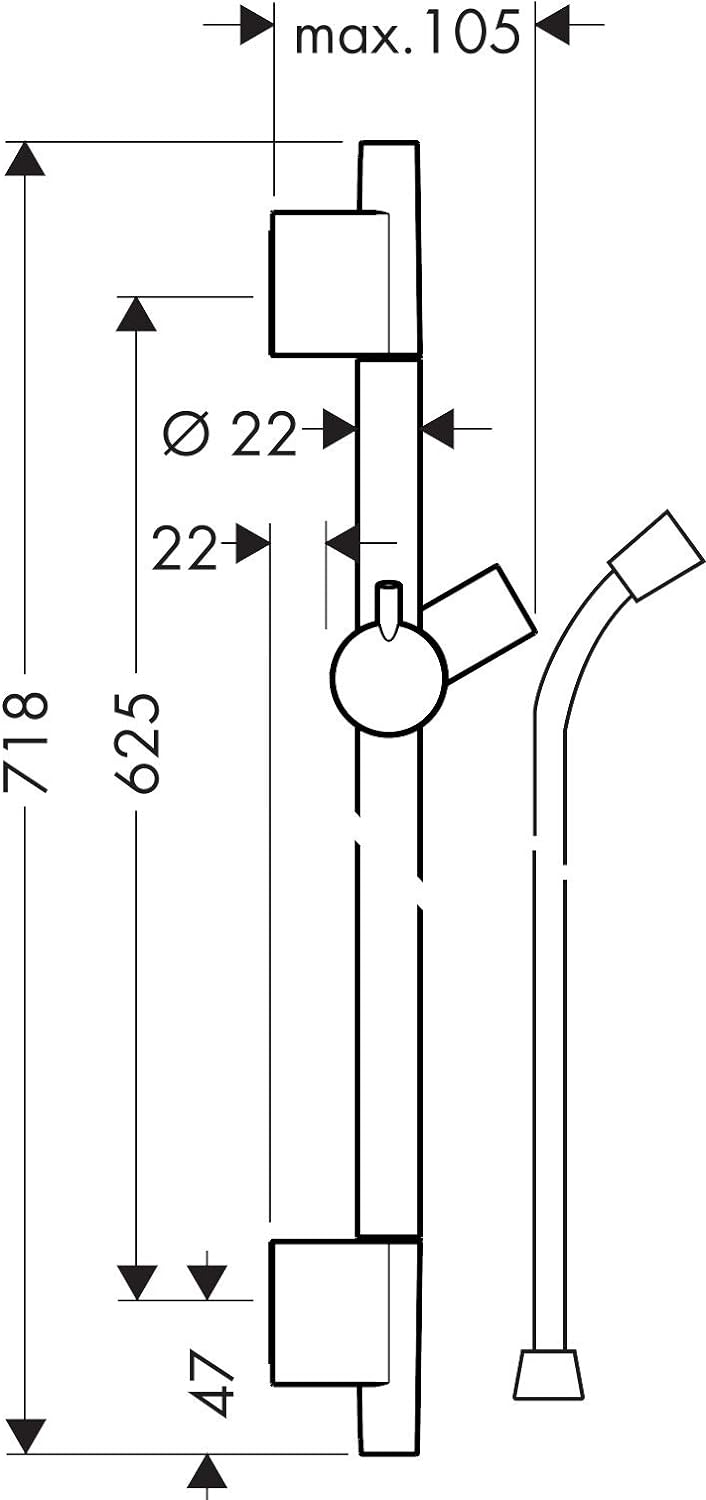 hansgrohe Duschstange Unica' S Puro 0,65m mit Brauseschlauch 1,60m, Mattweiss Mattweiss 0,65m Set mi