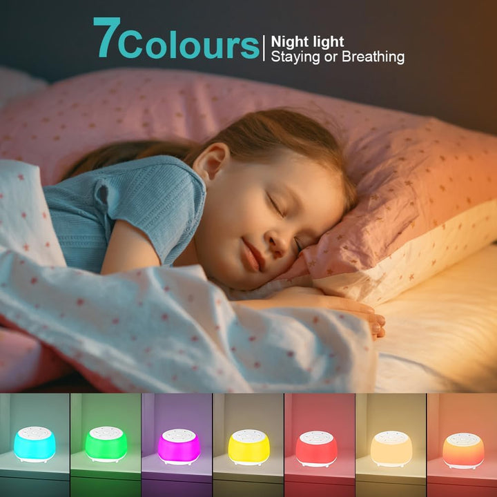 White Noise Machine, Tragbare Baby-Einschlafhilfe, Einschlafhilfe mit 34 Geräuschen,Tragbare Bluetoo