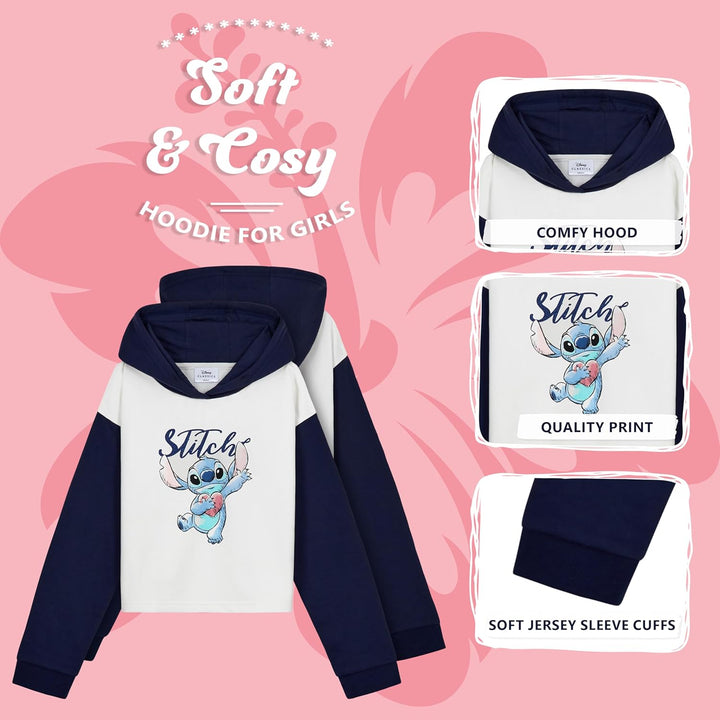 Disney Stitch Kapuzenpullover Mädchen Cropped Hoodie Kinder Teenager 7-14 Jahre - Hoodie Mädchen Ges