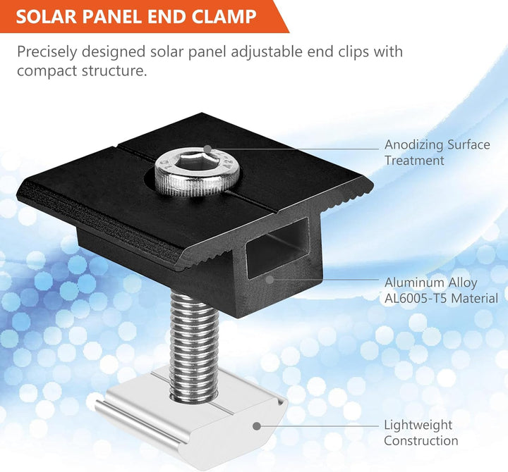 Solarmodul Halterung Mittelklemmen 30mm Schwarz: 10 Stück Solarpanel Halterung, PV Modul Klemmen, Al