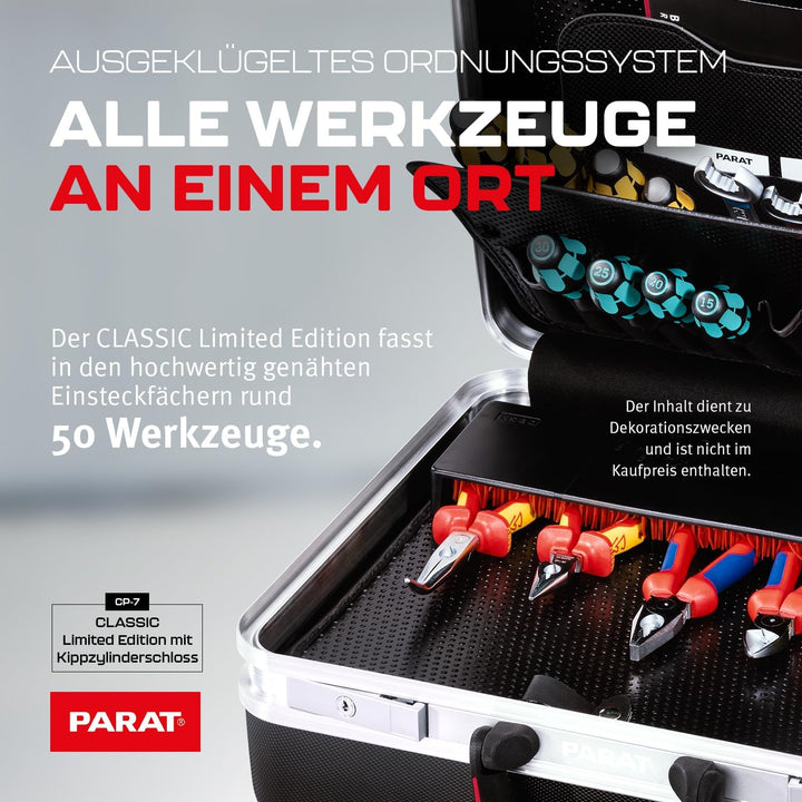 Parat Werkzeugkoffer Limited Edition | Werkzeug Koffer mit Soft-Touch X-ABS Oberfläche | CP-7 Halter