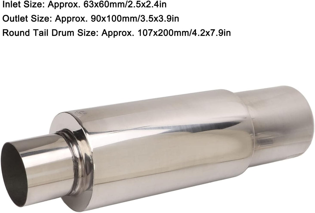 Aramox Auspuffresonator für Auto, Edelstahl Universal-Auspuffschalldämpfer Resonator 2,5 Zoll Einlas