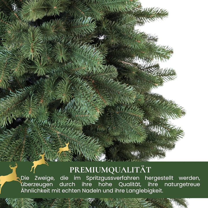 SMEREKA® Künstlicher Weihnachtsbaum 180 cm - Naturgetreue Spritzguss 100% Elemente, Made in EU - Tan