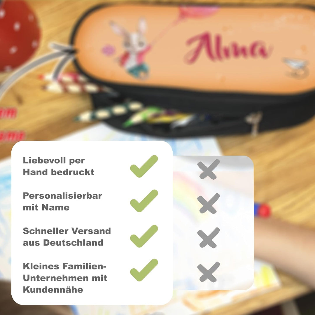 Federmäppchen mit Name personalisiert, rosa, türkis blau Stiftebox Federtasche, Geschenkidee Schulan