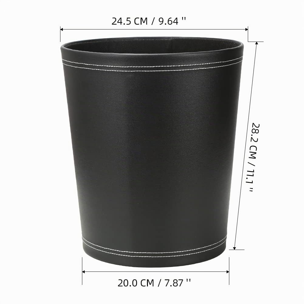 KINGFOM™ Klassisch Leder Papierkorb für Büro/Badezimmer/küche/Schlafzimmer (Schwarz), Schwarz