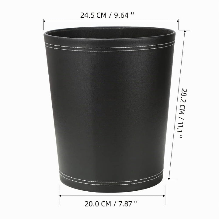 KINGFOM™ Klassisch Leder Papierkorb für Büro/Badezimmer/küche/Schlafzimmer (Schwarz), Schwarz