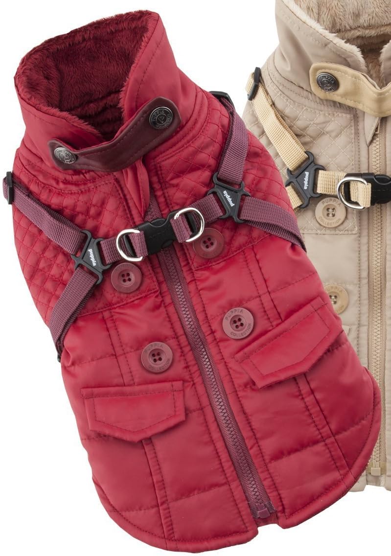 Puppia PAQD-VT1463 Wilkes, Wintermantel, M, rot Rot M Klassisch, Rot M Klassisch