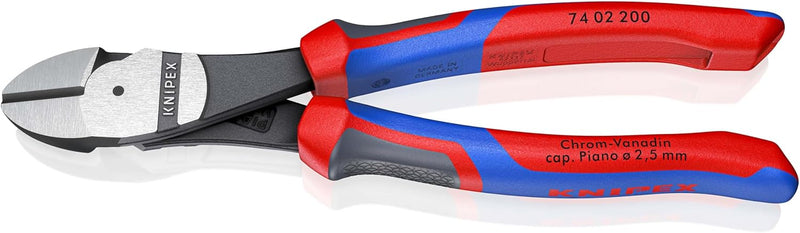 Knipex Kraft-Seitenschneider schwarz atramentiert, mit Mehrkomponenten-Hüllen 200 mm (SB-Karte/Blist