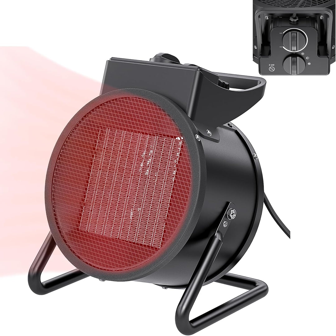 XMTECH Keramik Heizlüfter Elektroheizer inkl.2 Heizstufen (1500W/3000 W), PTC-Keramik Heizelement, E