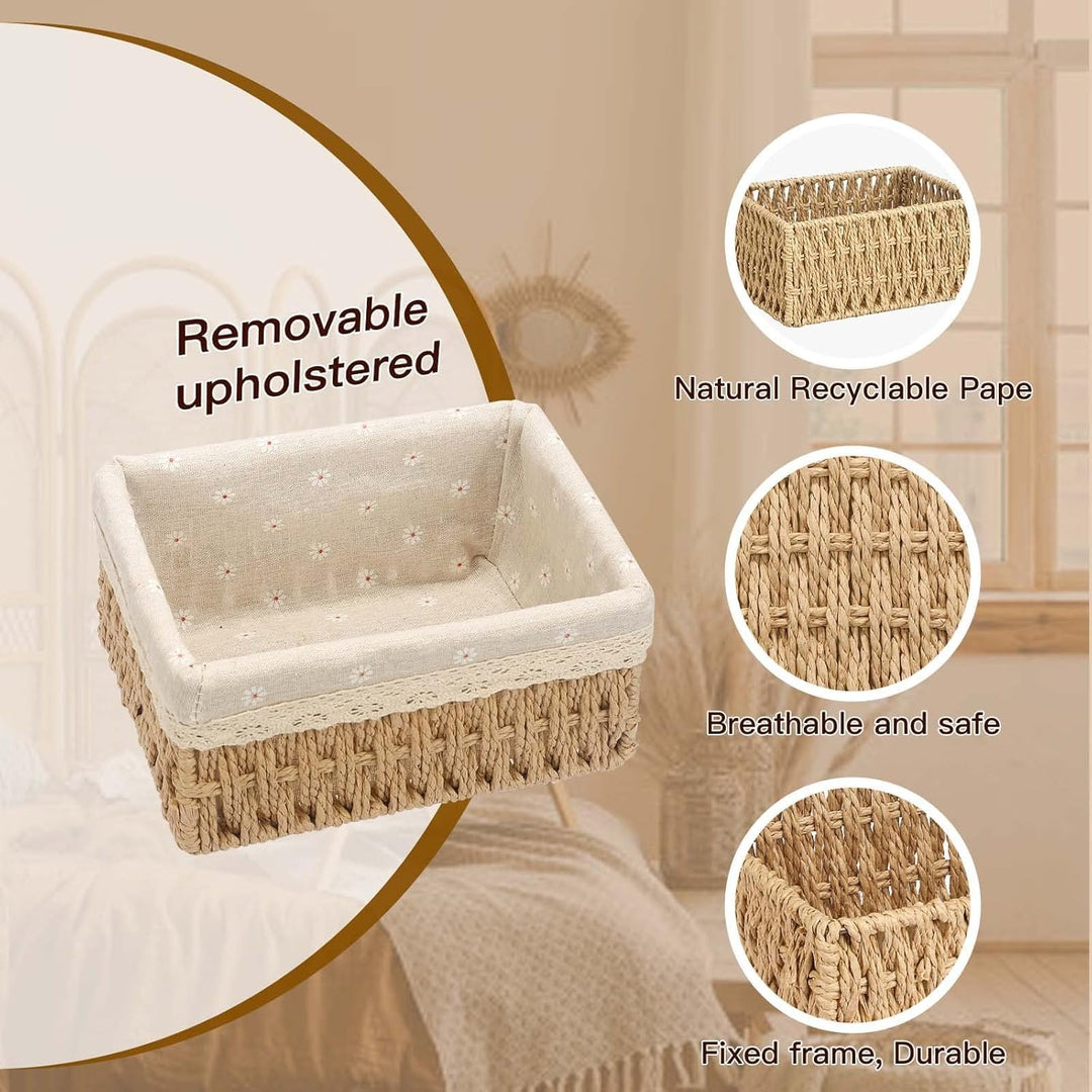 Aufbewahrungskorb Korb Geflochten, Körbe Aufbewahrung Bad Wickeltisch Organizer Flechtkorb 3er-Set,