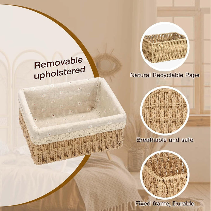 Aufbewahrungskorb Korb Geflochten, Körbe Aufbewahrung Bad Wickeltisch Organizer Flechtkorb 3er-Set,
