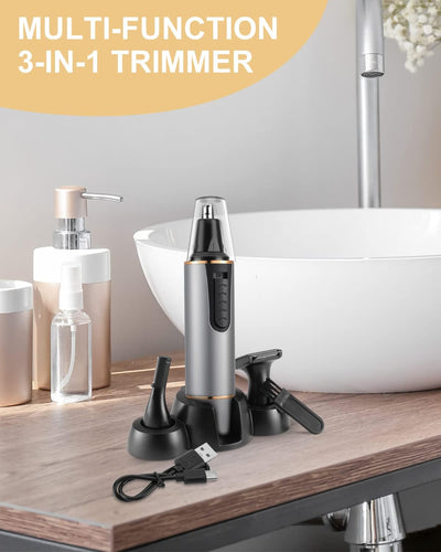 Nasenhaartrimmer Herren, 3 in 1 Wiederaufladbar nasenhaarschneider und Ohrhaarschneider für Frauen m