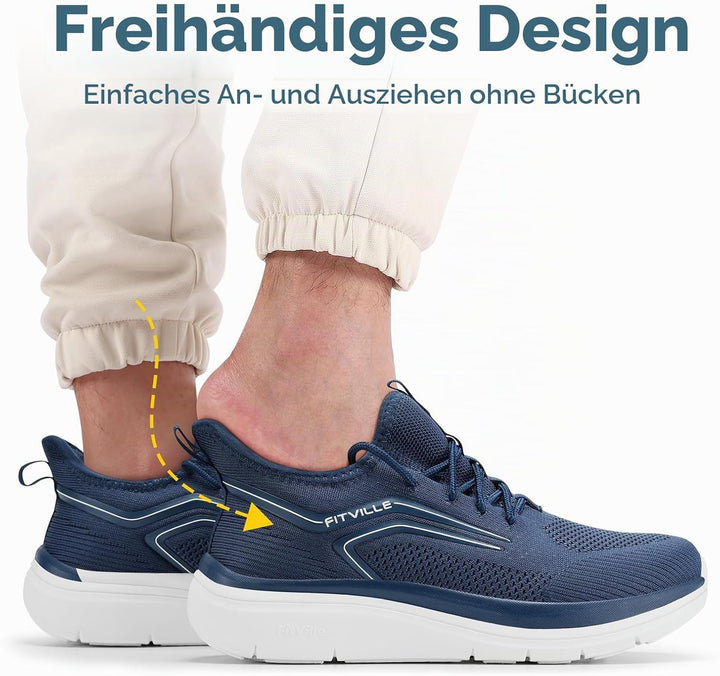 FitVille Extra Weit Laufschuhe Herren Gedämpft Joggingschuhe Helle Sohle Strassenlaufschuhe Atmungsa