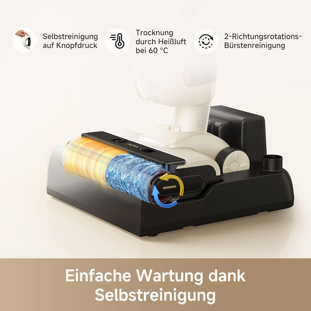 Mova K30 Nass- und Trockensauger, 18.000 Pa Saugkraft, 180°-Reichweite mit flachem Design, Doppel-Ka