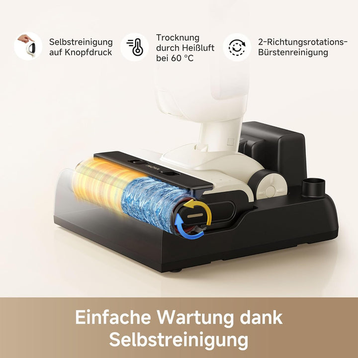 Mova K30 Nass- und Trockensauger, 18.000 Pa Saugkraft, 180°-Reichweite mit flachem Design, Doppel-Ka
