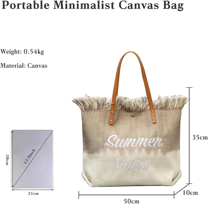 CORIOS Damen Canvas Handtasche Sommer Strand Tasche Böhmische Tote Beutel Grosse Schultertasche Casu
