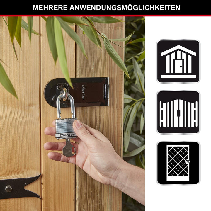MASTER LOCK Hochsicherheits Vorhängeschloss [Schloss mit Schlüssel] [Laminiertem Stahl] [Wetterfest]