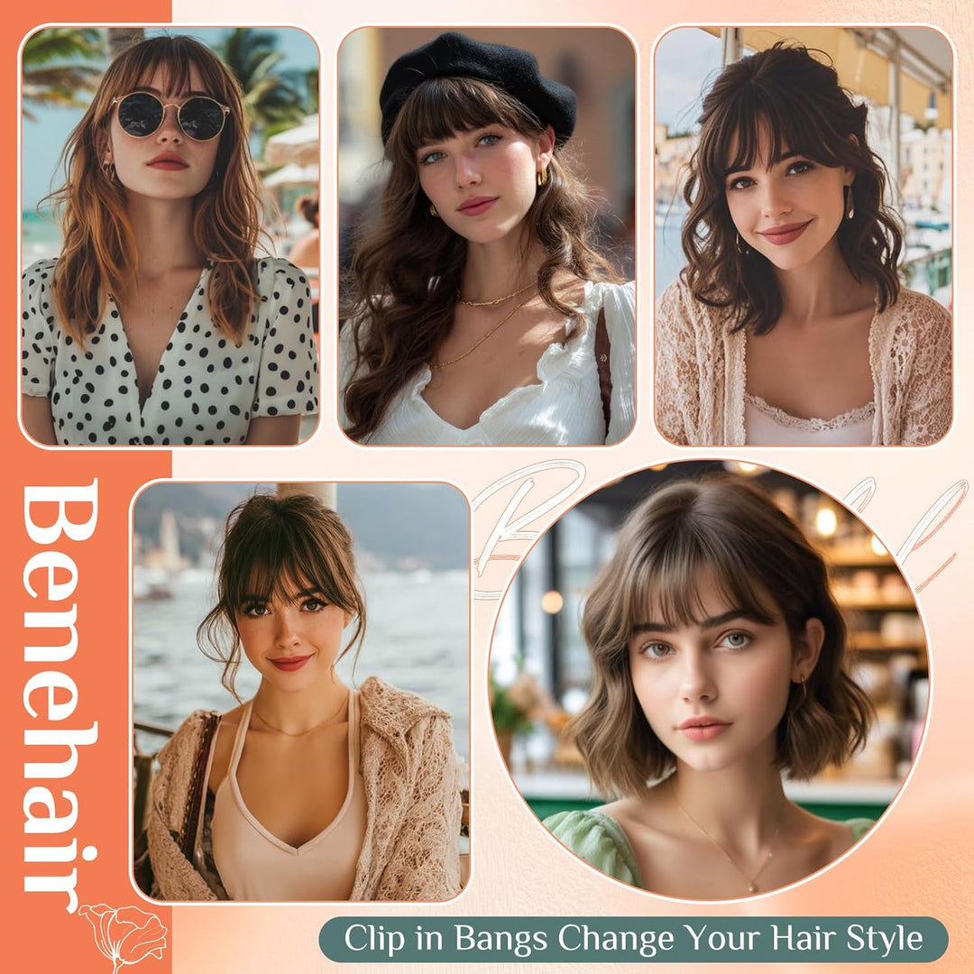 Benehair Clip in Pony Echthaar, 3D Air Pony Echthaar, 20g Clip in Bangs Echt Haar Front Fringe, Natü