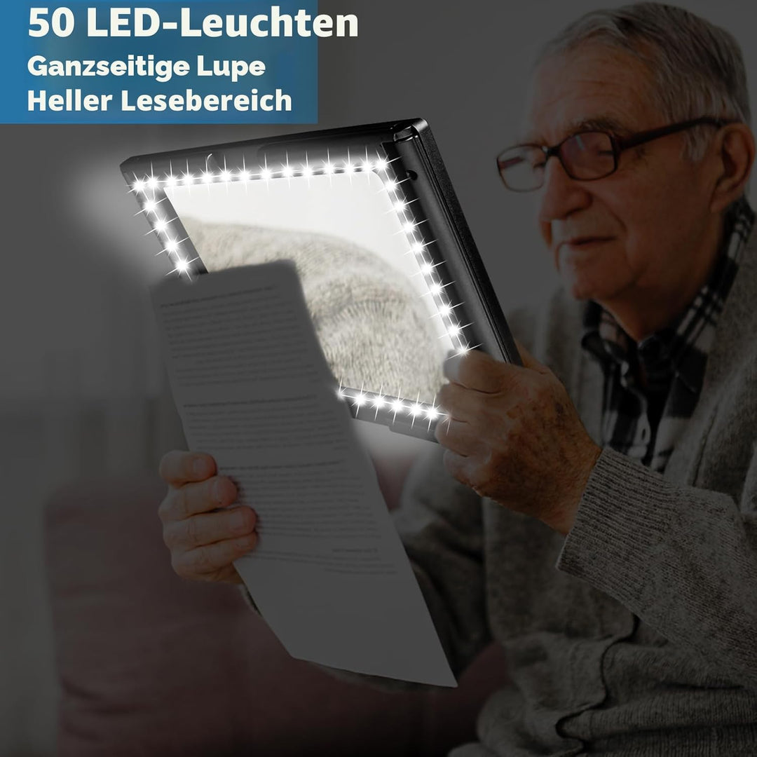 NZQXJXZ 5X Leselupe mit Licht für Senioren Gross, Lupe mit Licht und Ständer, Dimmbare Lesehilfe mit