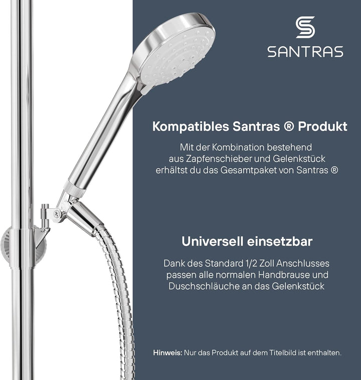 SANTRAS® Premium Metall-Gelenkstück (schwere Ausführung) 1/2 Zoll zur Verbindung von Duschschlauch u