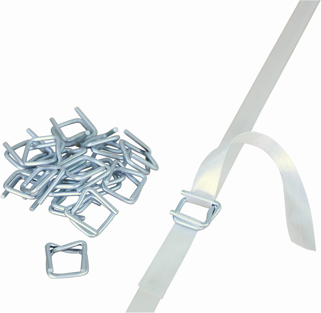 300 Stück 32mm Drahtverschlussklemmen | verzinkt | für 32mm Umreifungsband/Kraftband | Metallschnall