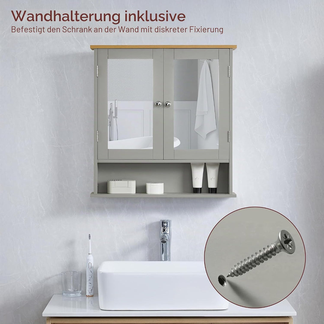 Bath Vida Hoch-& Midischränke fürs Bad, Mitteldichte Holzfaserplatte, Grau, Standard 2-türiger versp