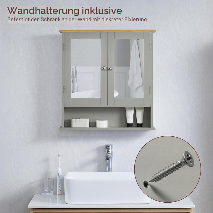 Bath Vida Hoch-& Midischränke fürs Bad, Mitteldichte Holzfaserplatte, Grau, Standard 2-türiger versp