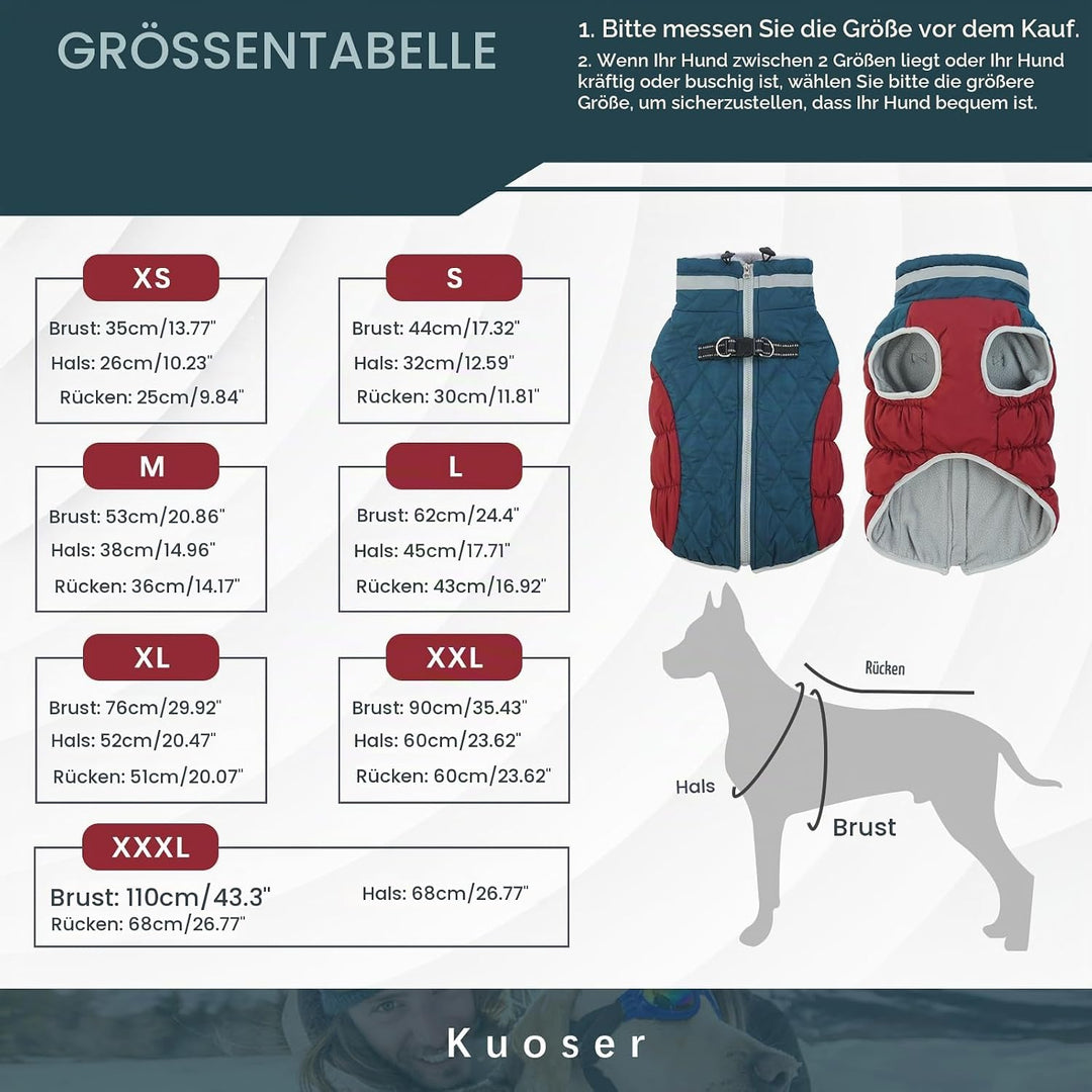 Kuoser Wärme hundemantel, Winddicht hundejacke, Reflektierend hundemantel für kleine Hunde, hundeman