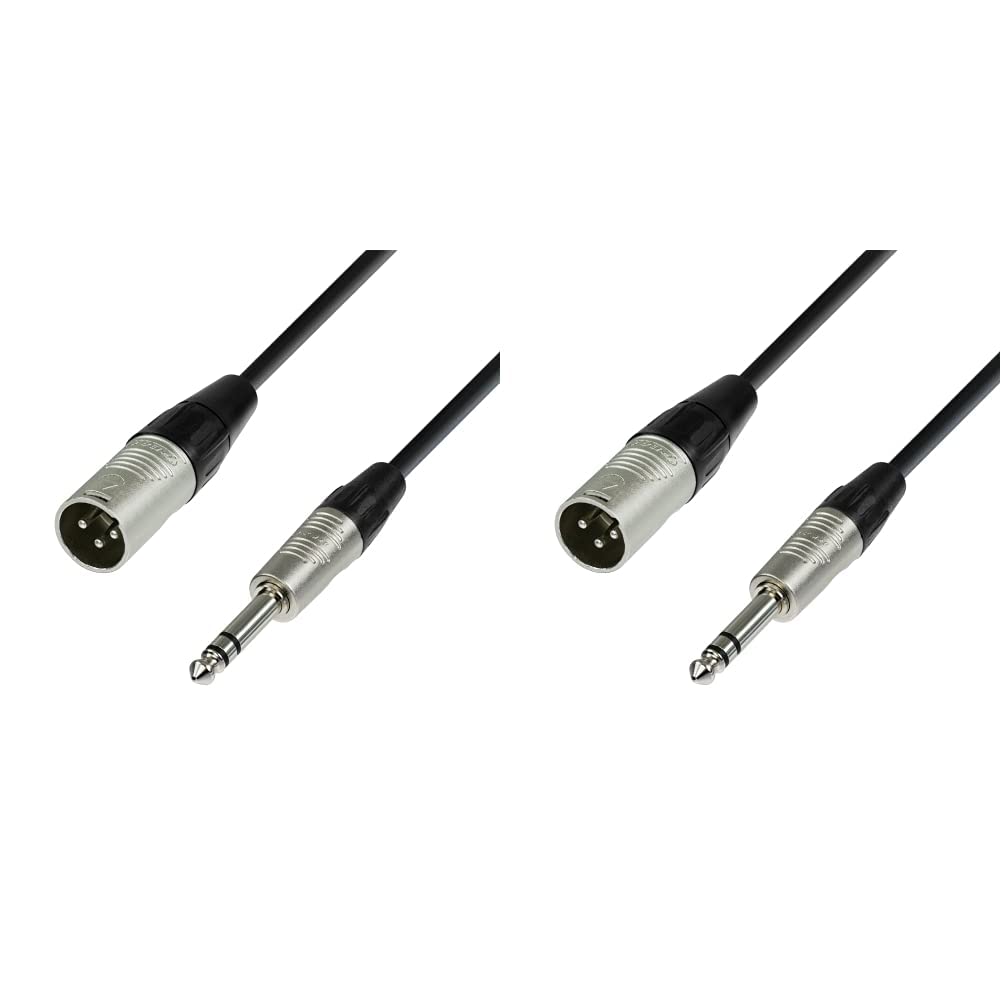Adam Hall K4 BMV 0030 Mikrofonkabel REAN XLR male auf 6,3 mm Klinke stereo 0,3 m (Packung mit 2), 0,