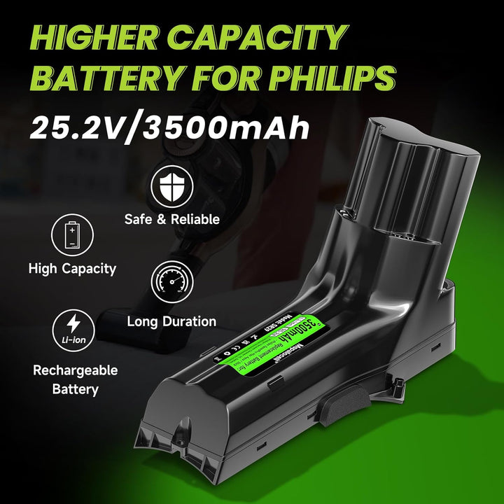 3500mAh 25,2V Ersatzakku für Philips SpeedPro Max, FC6826/01, FC6823, XC7042/01, XC7043/01, XC8045/0