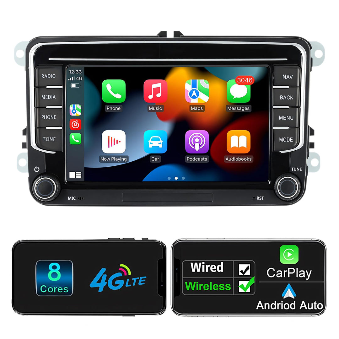 Android Autoradio mit Navi Bildschirm für VW Golf 5 6 Seat Passat, 8-Core 4GB+64GB Wireless Android