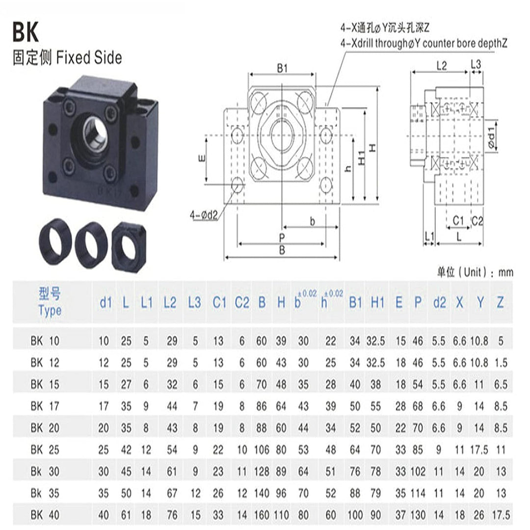 CNCYEAH 1 Satz BK10 BF10 Kugellager Schraube Block Halterung für CNC RM/SFU 1204 Kugelumlaufspindel