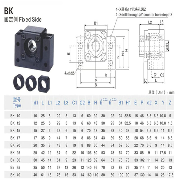 CNCYEAH 1 Satz BK10 BF10 Kugellager Schraube Block Halterung für CNC RM/SFU 1204 Kugelumlaufspindel