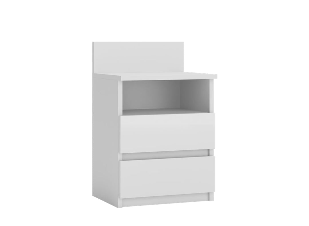 VBChome Nachttisch 40 x 32 x 59 cm Weiss Nachttisch mit 2 Schubladen und 1 Fächer für das Schlafzimm