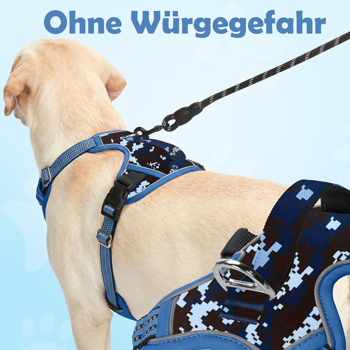 Funfox Hundegeschirr Grosse Hunde [XL] - Verstellbares Anti-Zug Brustgeschirr mit Griff & Reflektors