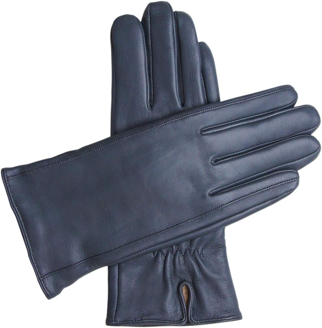 Downholme Klassische Lederhandschuhe mit Innenfutter aus Kaschmir für Damen S Dunkelblau, S Dunkelbl