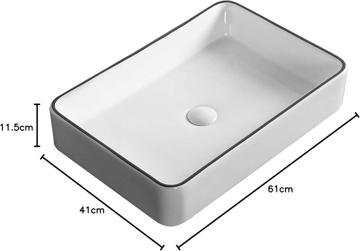 Art-of-Baan® Premium Waschbecken aus Keramik I hochwertiges Handwaschbecken mit Lotus-Effekt I eckig