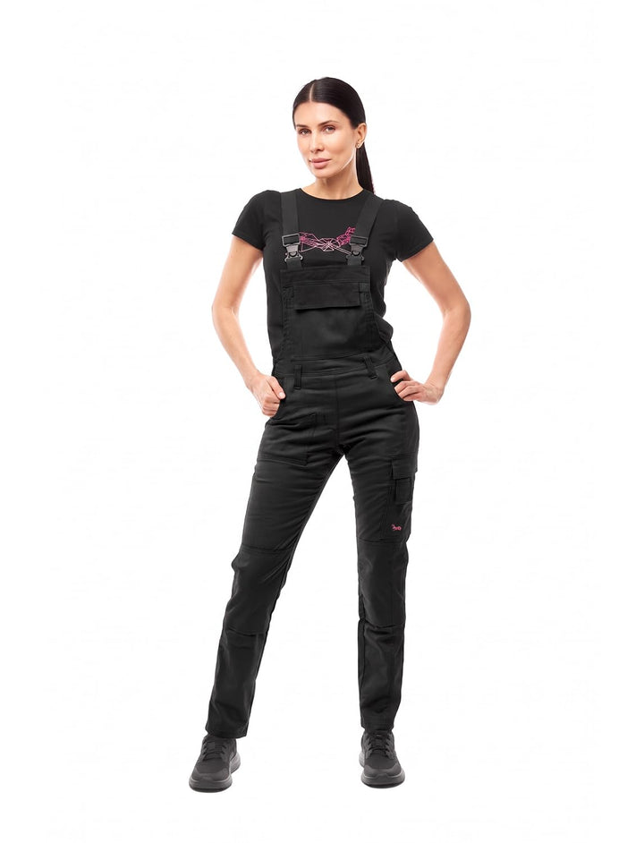 strongAnt Latzhose Damen stretch Arbeitshose für Frauen mit Kniepolstertaschen Baumwolle Cargo Hose