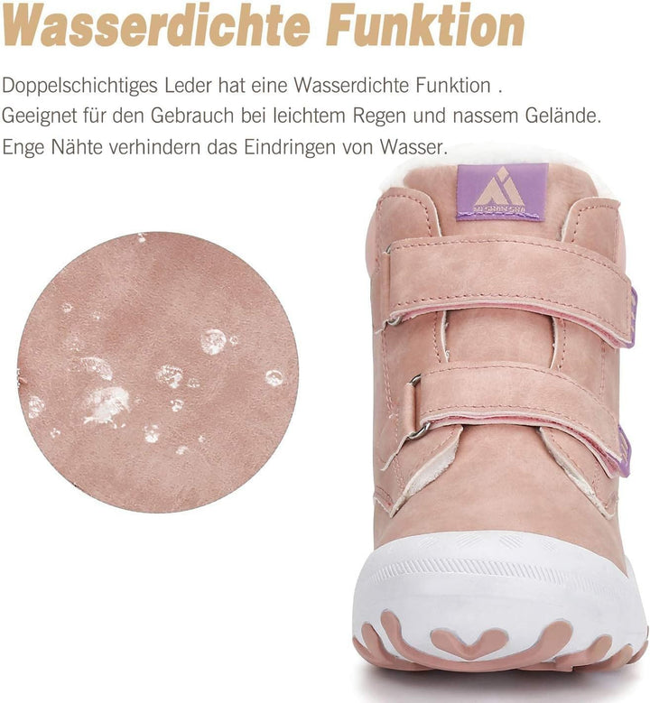 Mishansha Kinder Winterschuhe Gefüttert Winterstiefel für Jungen Mädchen Gr.24-38 29 EU Pink, 29 EU