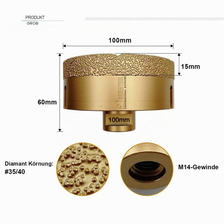 SHDIATOOL Diamant-bohrkrone Durchmesser 100mm Diamanthöhe 15MM für Porzellan Fliese Granit Marmor Tr