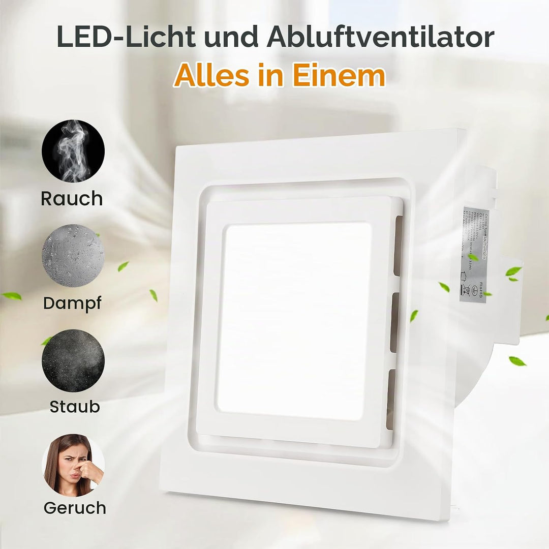 veco chajor 210mm Badlüfter mit LED Licht, Montageöffnung 210mm 8.3IN, 130 CFM, ultra-leiser 1,0-Son