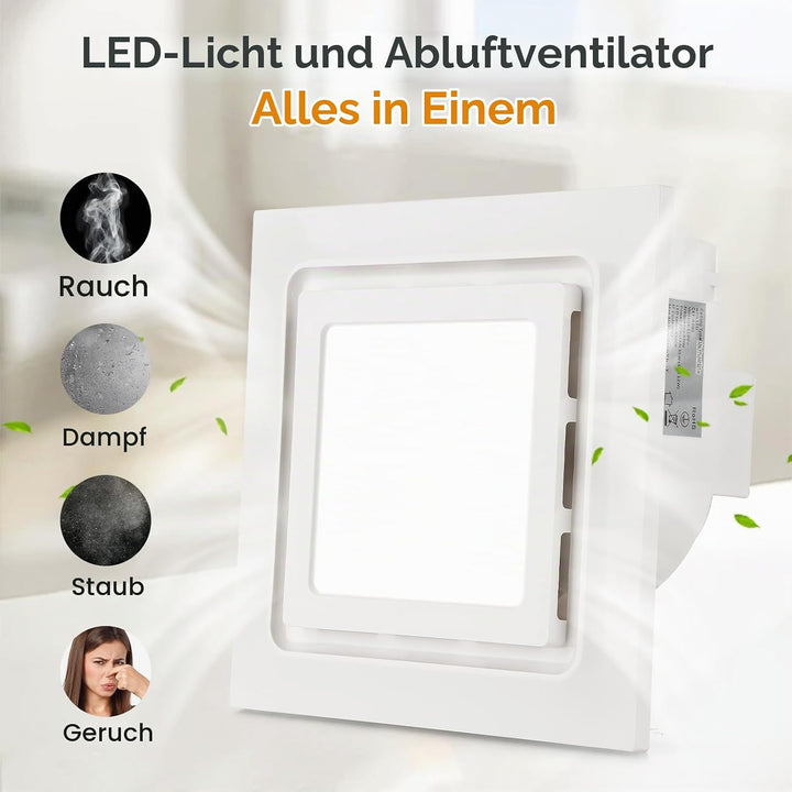 veco chajor 210mm Badlüfter mit LED Licht, Montageöffnung 210mm 8.3IN, 130 CFM, ultra-leiser 1,0-Son